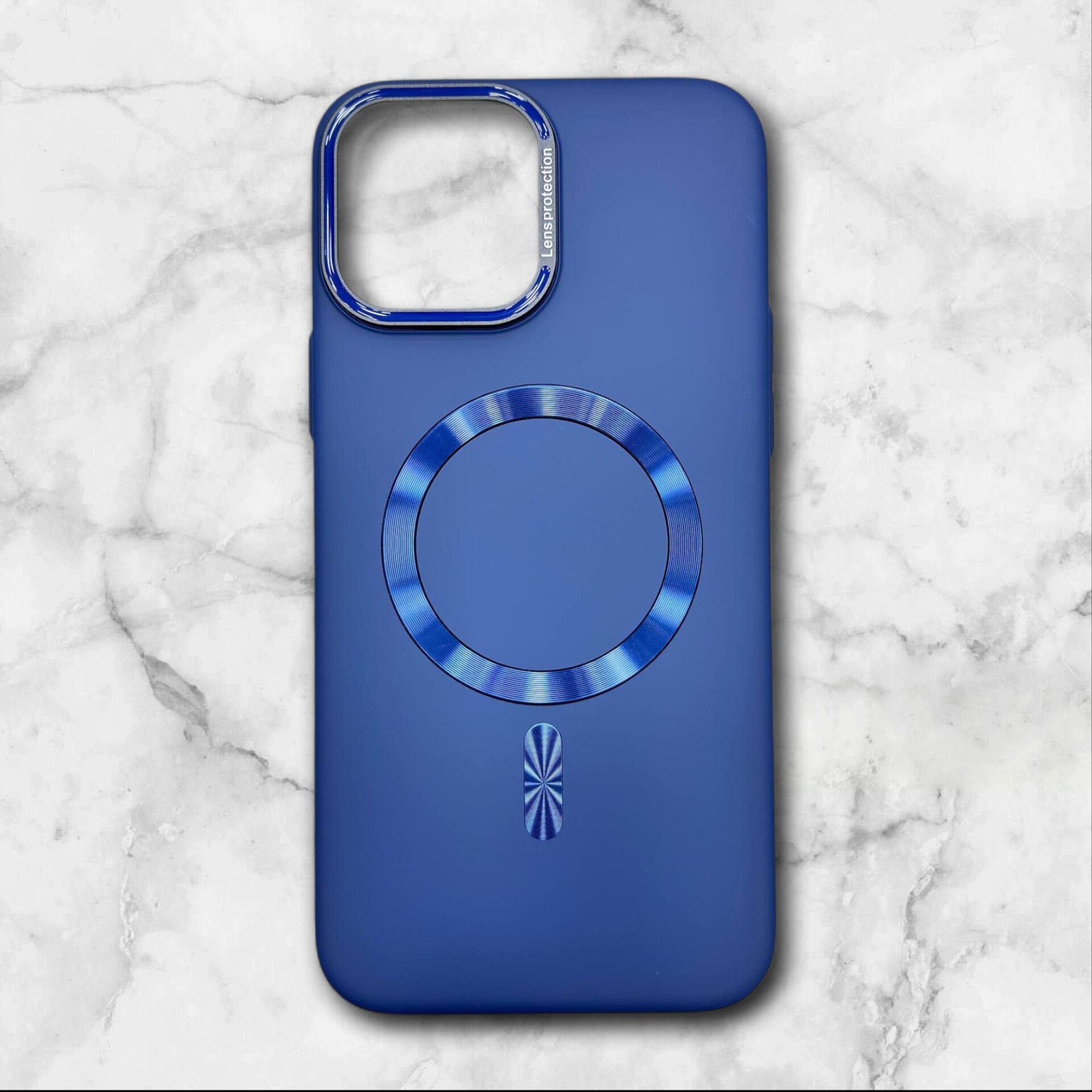  قاب ایفون iPhone13pro مگ‌سیف کربن با فریم فلزی لنز رنگ سورمه ای – یونیک کیس 