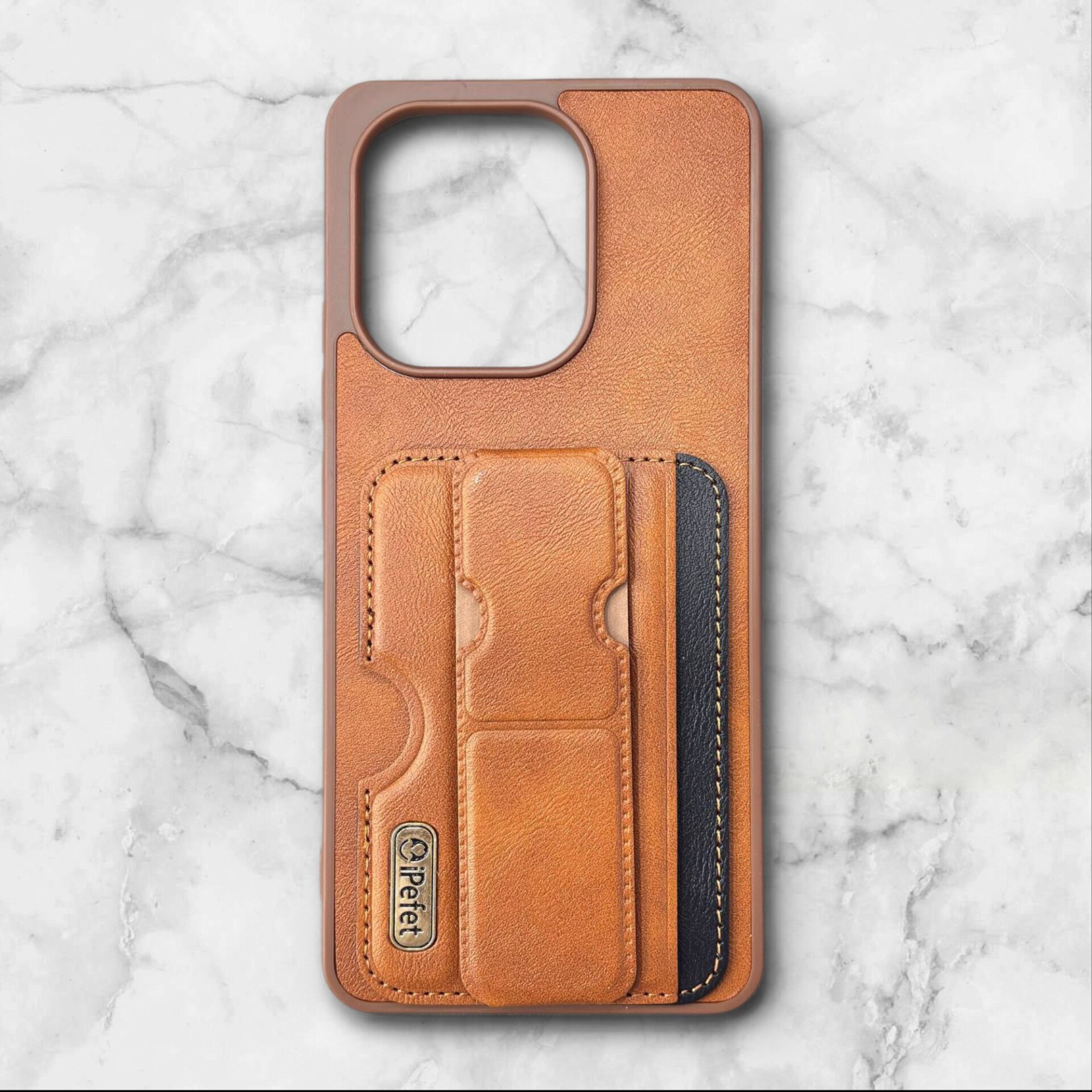  قاب شیائومی redminote14s جاکارتی استندی ipefet رنگ قهوه ای – یونیک کیس 