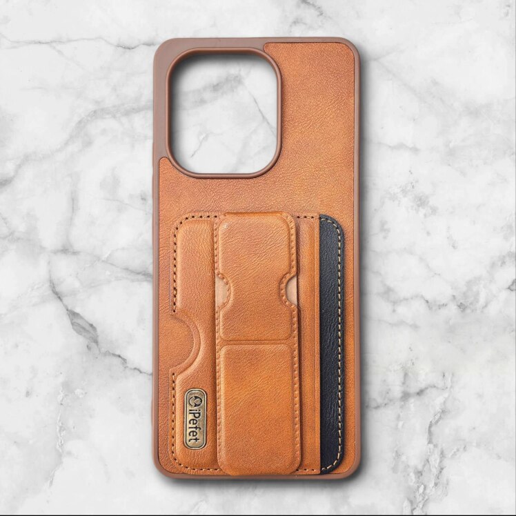 قاب شیائومی redminote14s جاکارتی استندی ipefet رنگ قهوه ای – یونیک کیس 