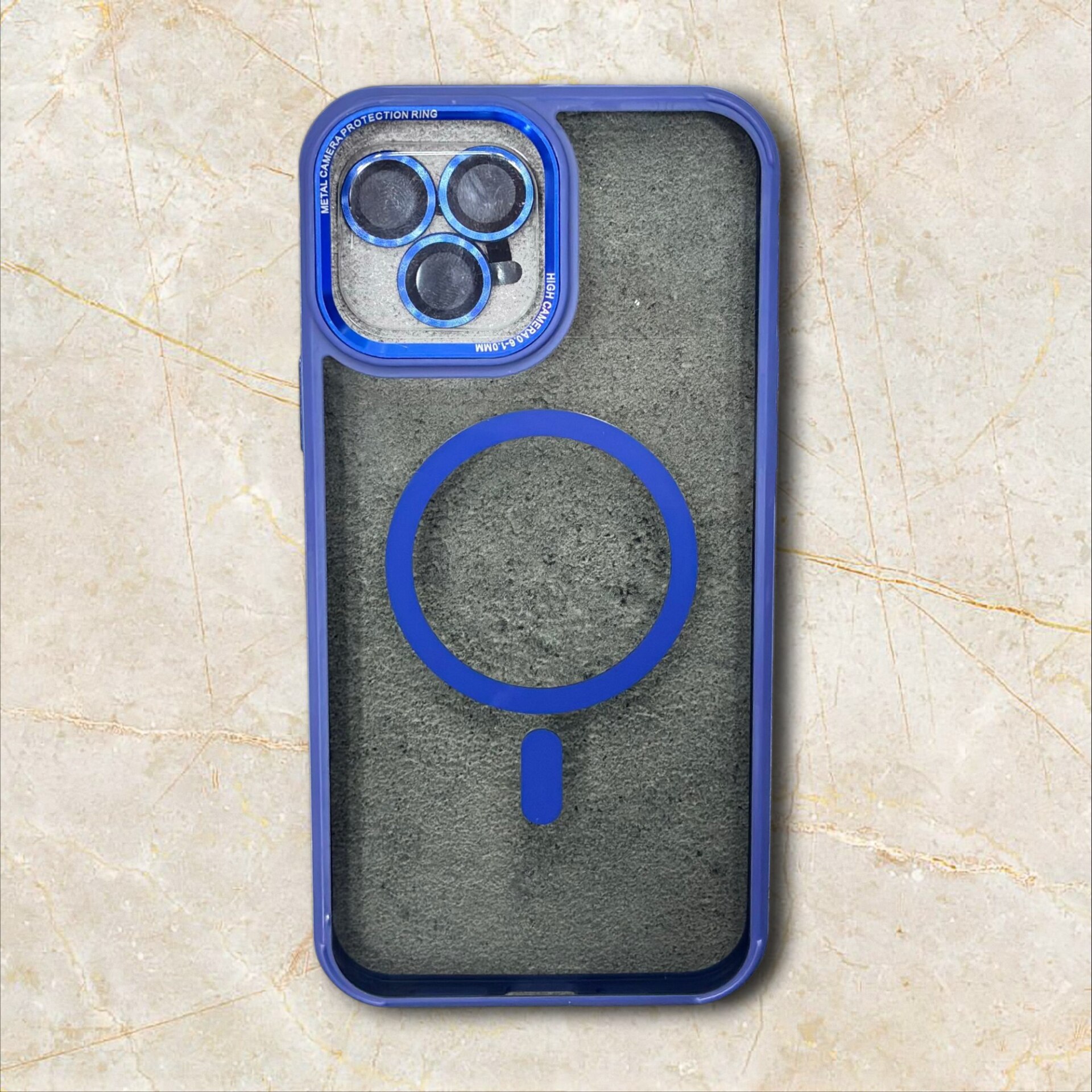 قاب آیفون iPhone16PROMAX مگ سیف مات با محافظ لنز فلزی رنگ سورمه ای – یونیک کیس