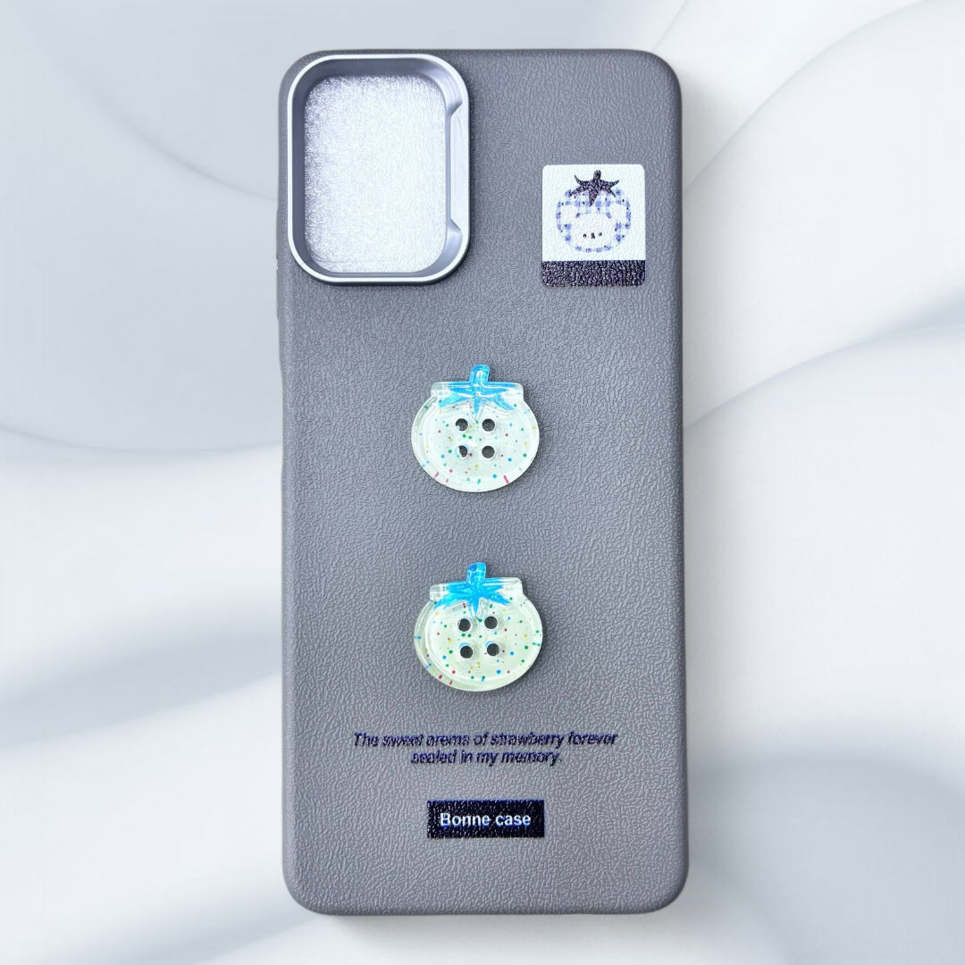 قاب چرمی طرحدار سامسونگ A06 رنگ طوسی – Bonne Case-یونیک کیس