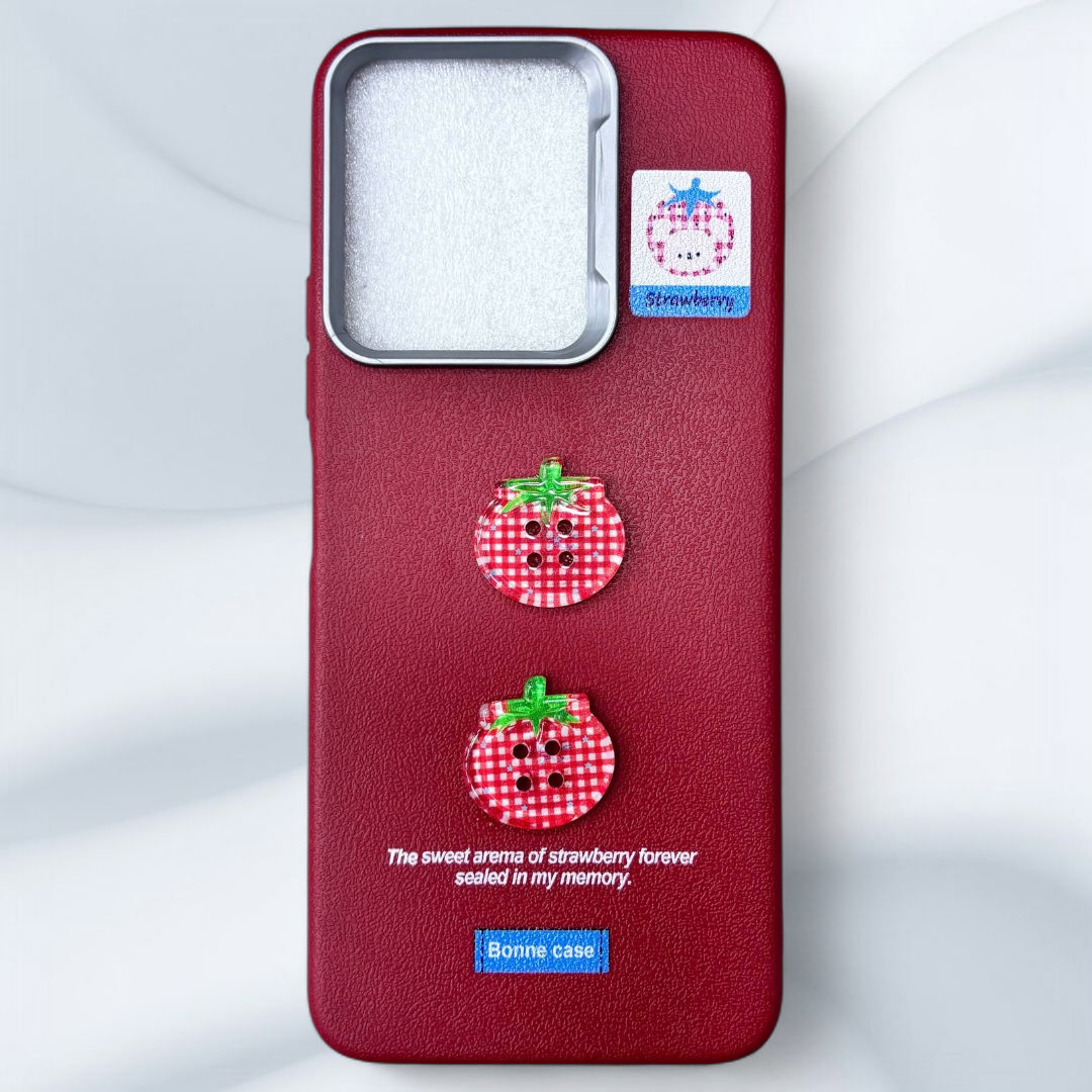  قاب چرمی طرح‌دار شیائومی redmi12 رنگ قرمز – Bonne Case-یونیک کیس 