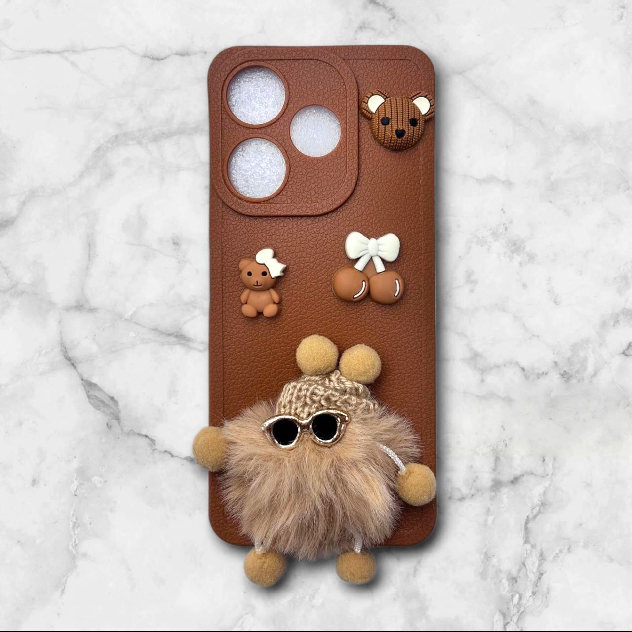  قاب پشمالو سه‌بعدی کارتونی شیائومی Redmi13 رنگ قهوه ای – یونیک کیس 